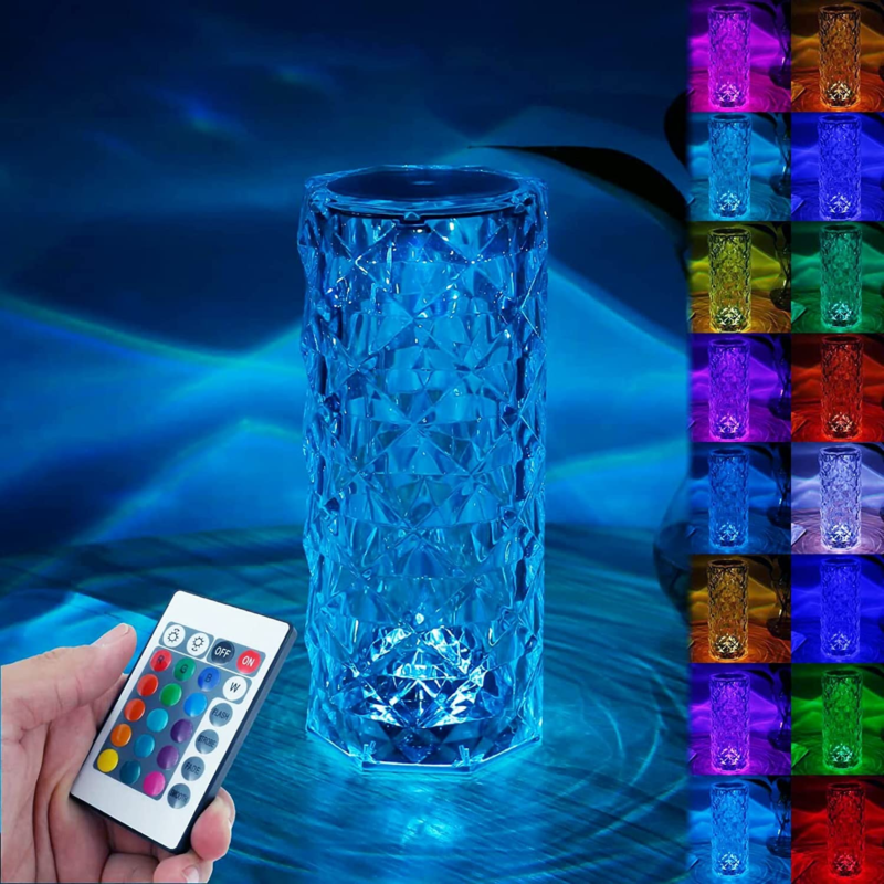 Lámpara de Mesa Diamante RGB – Control Táctil + Puertos USB - Imagen 4
