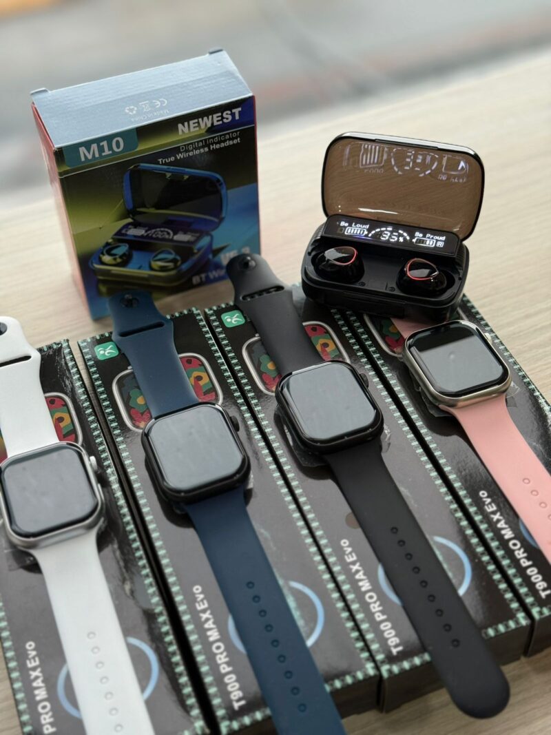 Combo Smartwatch T900 Serie 10 + Audífonos M10 TWS – Tecnología y Estilo en un Solo Pack