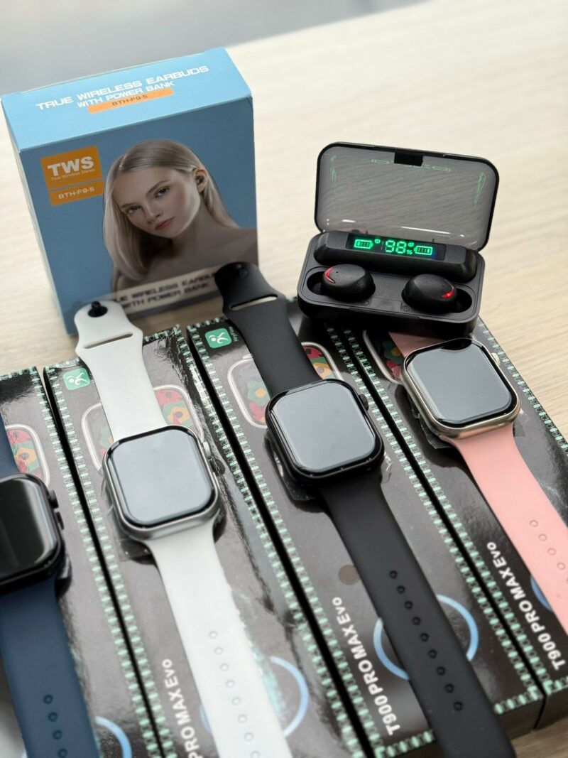 Combo Smartwatch T900 Serie 10 + Audífonos Bluetooth F9