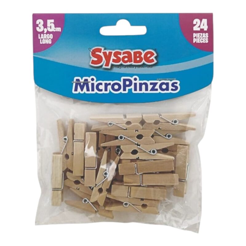 Micro Pinzas Natural 3.5 Cm X24 Unds REF 8403015