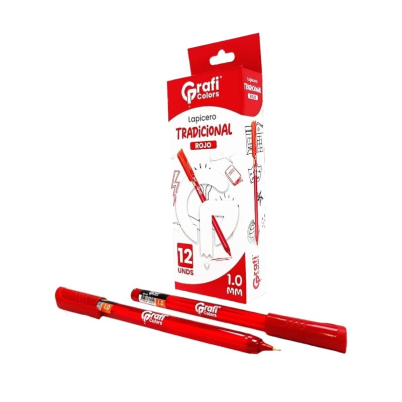 Lapicero Grafi Colors Tradicional Tinta Roja 1mm GR-108