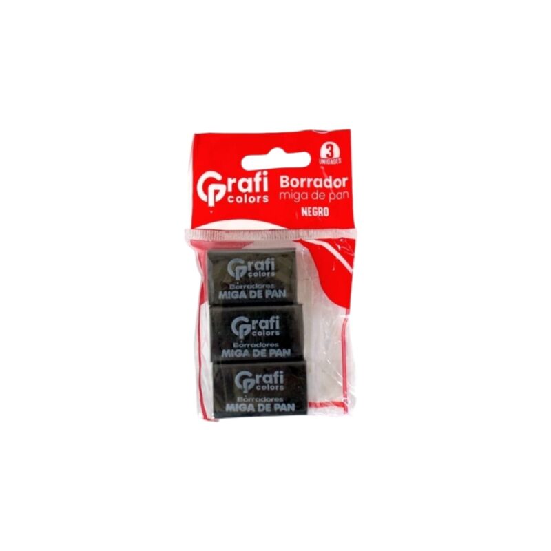 Borrador Miga De Pan Negro X3 Pcs GR-188 X6 Paquetes