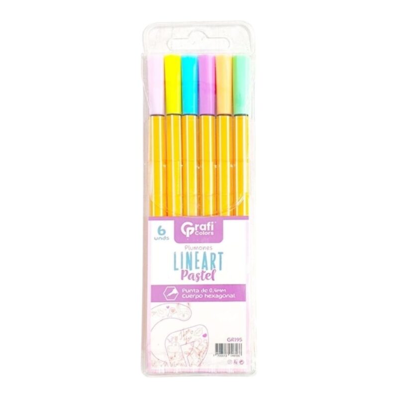 Plumones Lineart Pastel Grafi Colors X6 Pcs GR-195