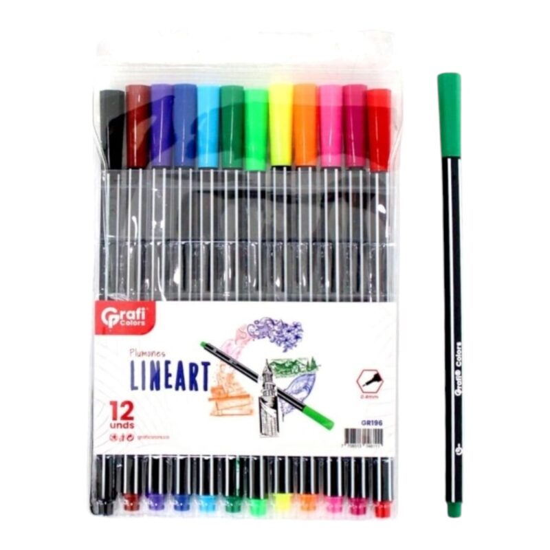 Plumones Lineart Grafi Colors X12 Pcs GR-196
