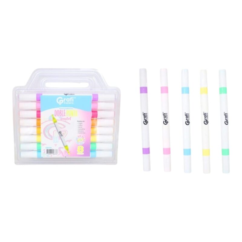 Marcadores De Vinilo Doble Punta Pastel Grafi Colors X8 Unds GR-210