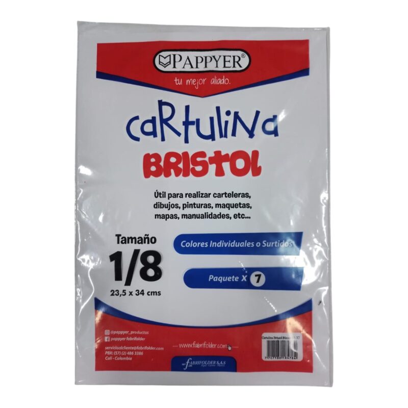 Cartulina 1/8 Blanca X7 Hojas