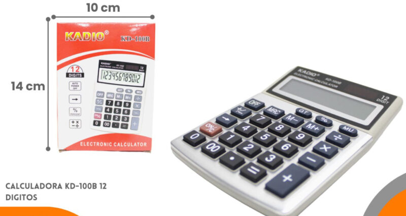 Calculadora Kadio KD-100B 12 Digitos 10 cm x 14 cm
