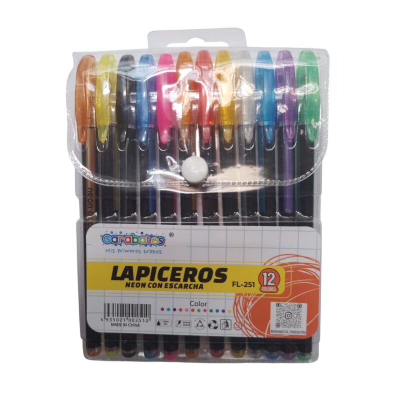 Lapicero Escarcha Neon Fino X 12 Unds Fl-251