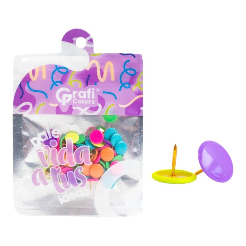 Chinche Metalico Grafi Colors Vibras En Bolsa X60 Pcs SC-0218