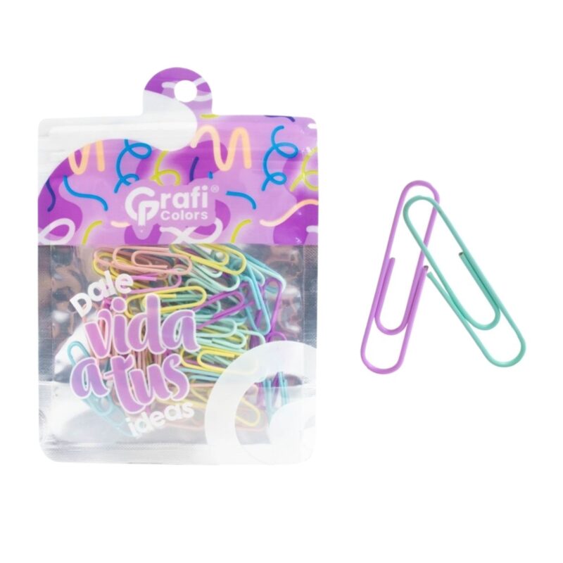 Clips Para Pel Grafi Colors Pastel 28 mm  En Bolsa X60 Pcs SC-0206