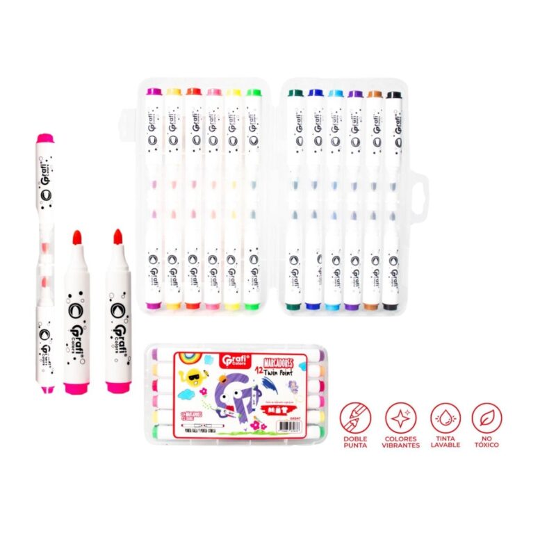 Marcadores Grafi Colors De Acuarela Doble Punta X12 Pcs GR-347