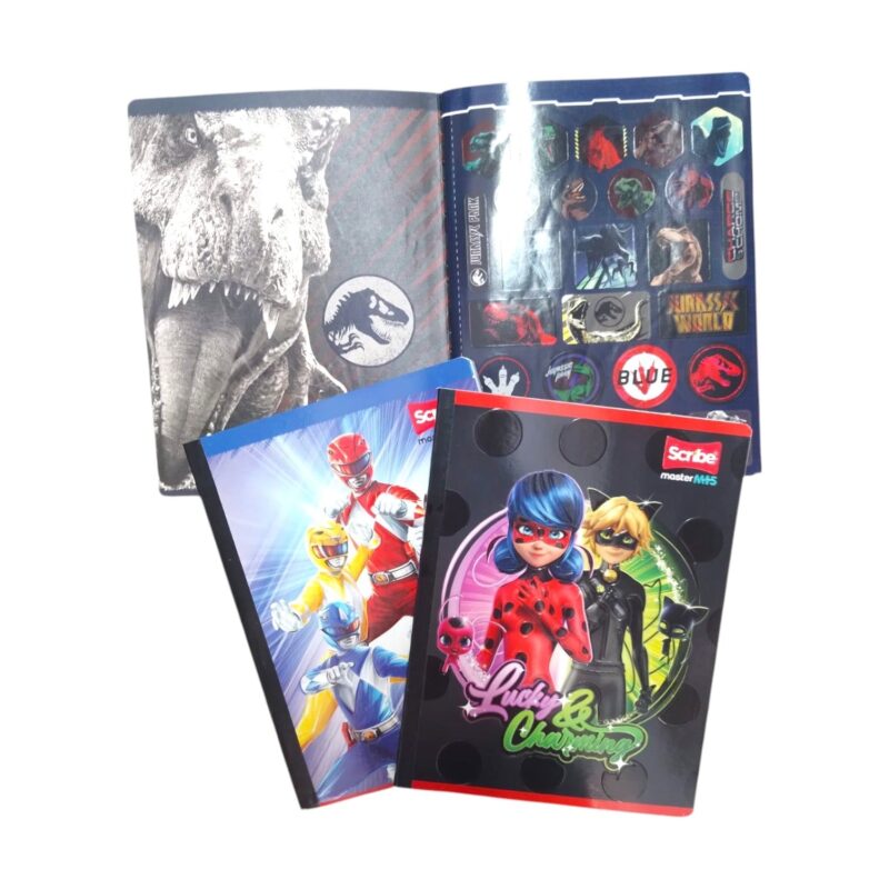 Cuaderno Master Pasta Semi Dura Con Relieve Y Stickers Rayado 100 Hojas