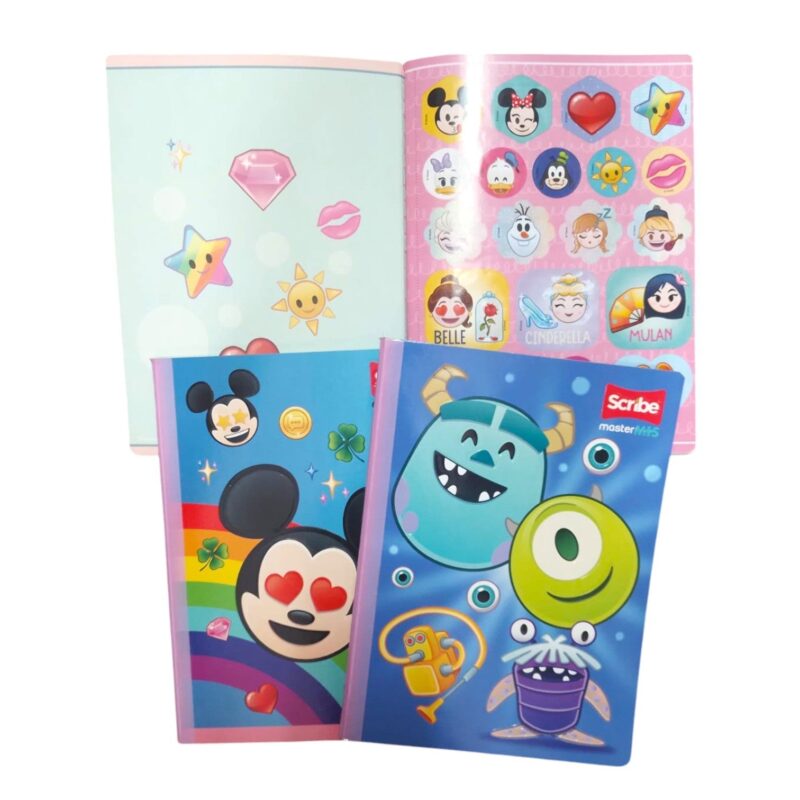 Cuaderno Master Pasta Semi Dura Con Relieve Y Stickers Doble Linea 100 Hojas