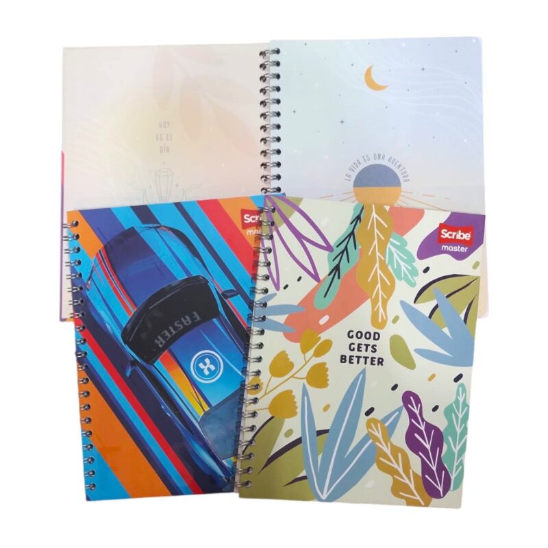 Cuaderno Master Rayado Argollado Grande Pasta Dura 80 Hojas 21,5X28 Cm