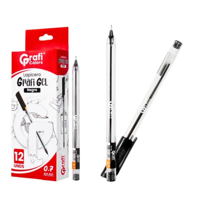 Lapicero Grafi Colors Gel Tinta Negra 0.7 mm Mina Negra Gr-294