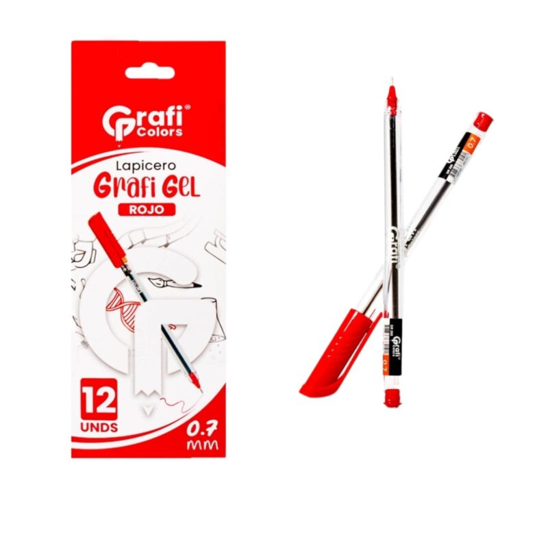 Lapicero Grafi Colors Gel Tinta Roja 0.7 mm Mina Negra Gr-295