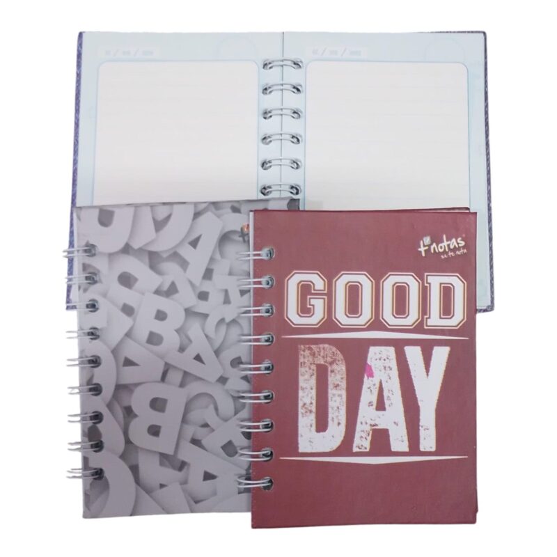 Libreta Mini Argollada Pasta Dura Rayada Motivos Surtidos