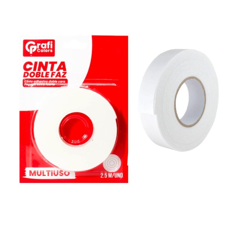 Cinta Doble Faz Grafi Colors 2,5 Mts 2Cm De Ancho GR-185