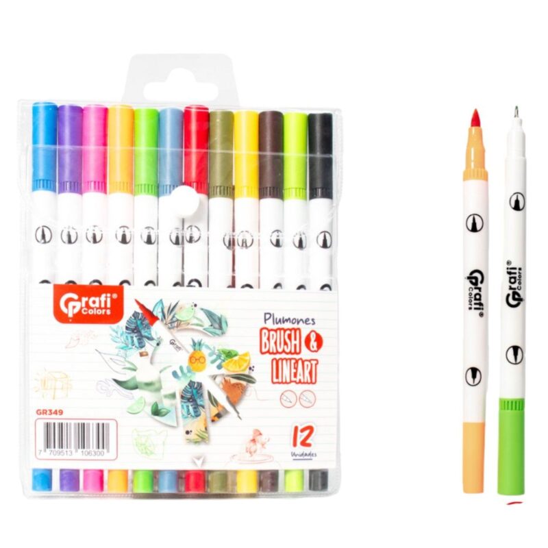 Plumones Brush Y Lineart Grafi Colors GR-349 X12 Unds