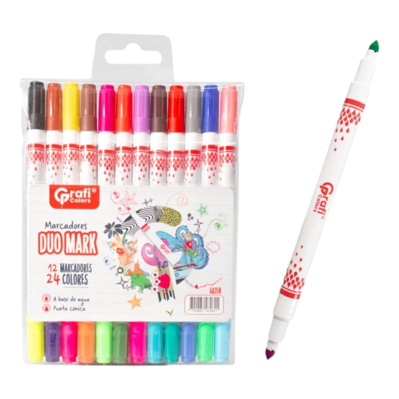 Marcadores Duo Mark Grafi Colors De Acuarela Doble Punta GR-350 X12 Unds