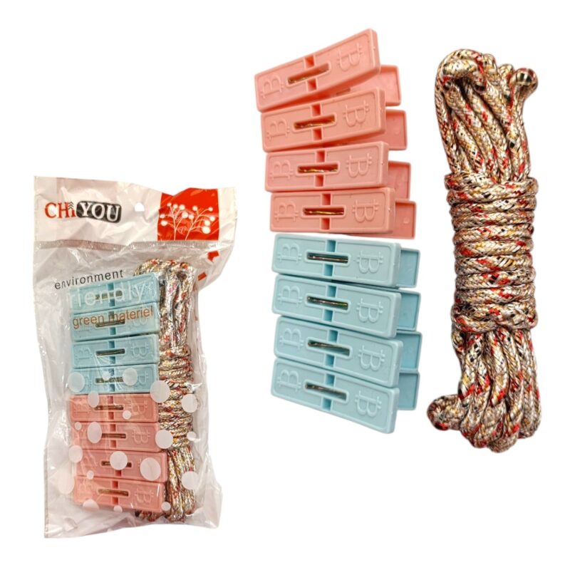 Set Pinzas Para Ropa 8 Unds + Cuerda (DSM2307-204)