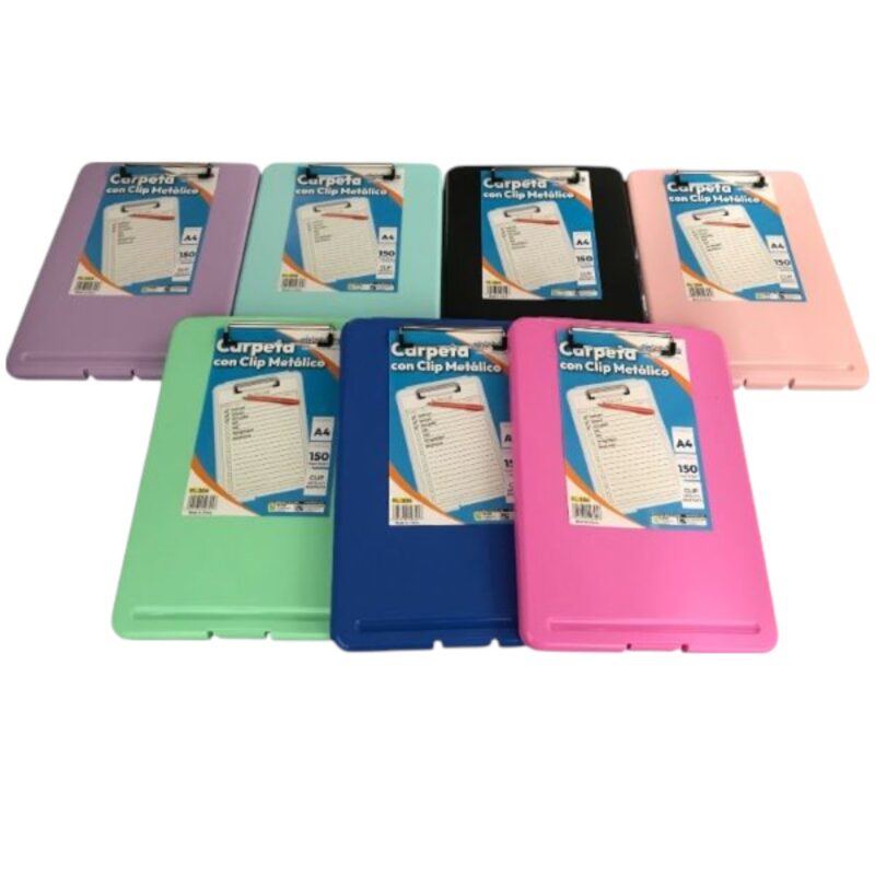 Tabla De Apoyo Con Portapapel A4 Colores Surtidos Fl-204