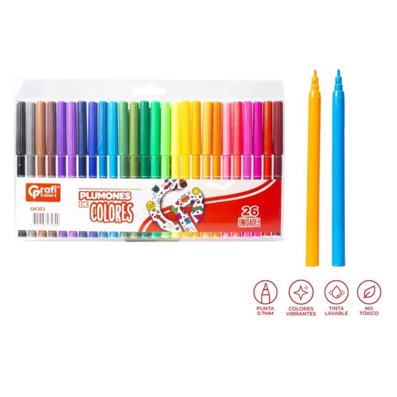 Plumones De Colores X26 Pcs Gr-303