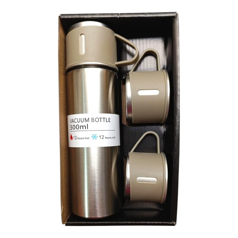 Set De Termo Acero Inoxidable Para Bebidas Frías Y Calientes 500 Ml + 3 Vasos - Imagen 4