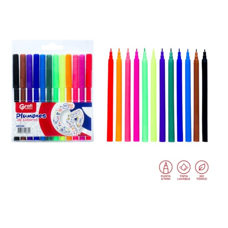 Plumones De Colores X12 Unds GR-206