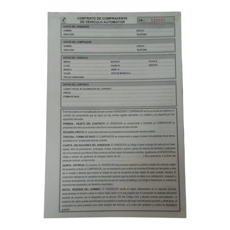 Contrato De Compraventa De Vehiculo