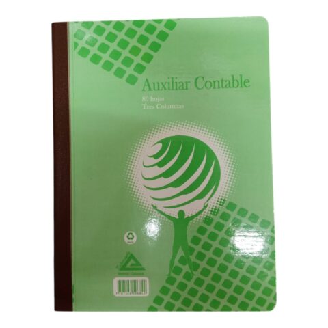 Libro Auxiliar Pasta Dura Contable 3 Columnas 80 Hojas 21*16 Cm