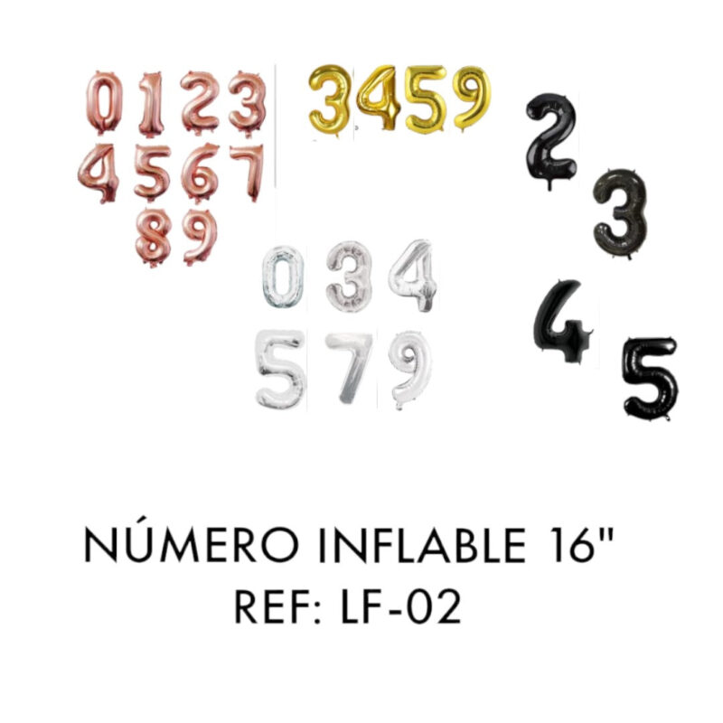 Globo Inflable Metalizado De Números 16 Pulgadas