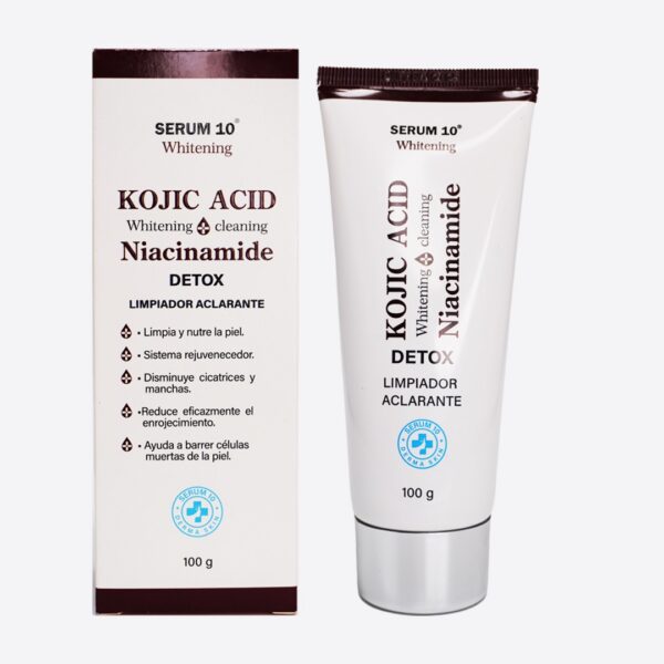 🔥 Jabón Limpiador Facial Aclarante Detox con Ácido Kójico y Niacinamida Serum 10 ⚡