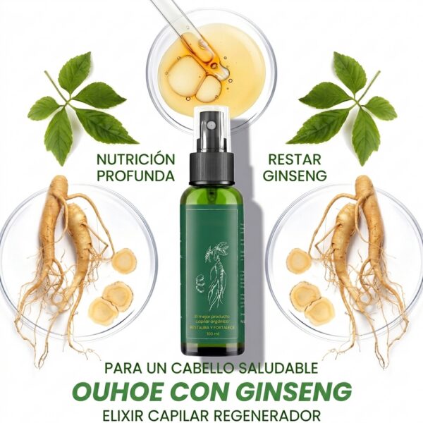 🔥 Tónico Capilar Anticaída OUHOE con Extracto de Ginseng Coreano (100ml) ⚡