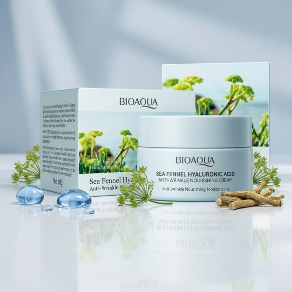 🔥 Crema Facial BIOAQUA Hinojo Marino y Ácido Hialurónico - Anti-Arrugas y Nutritiva (60g) ⚡