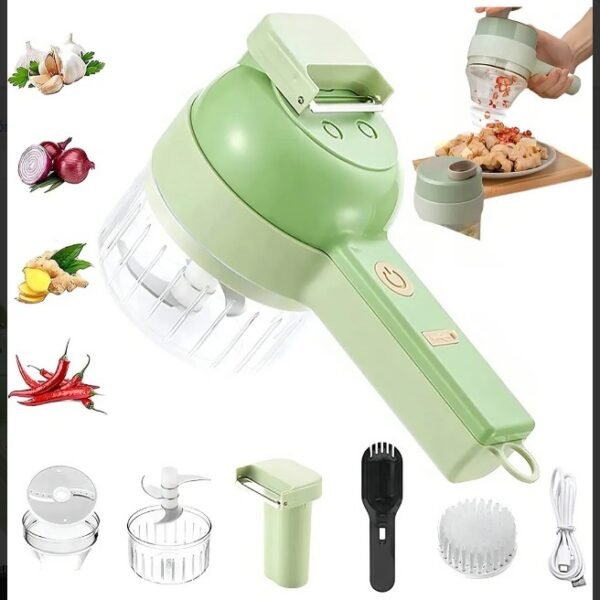🔥 Cortador y Procesador de Verduras Eléctrico 4 en 1 USB ⚡
