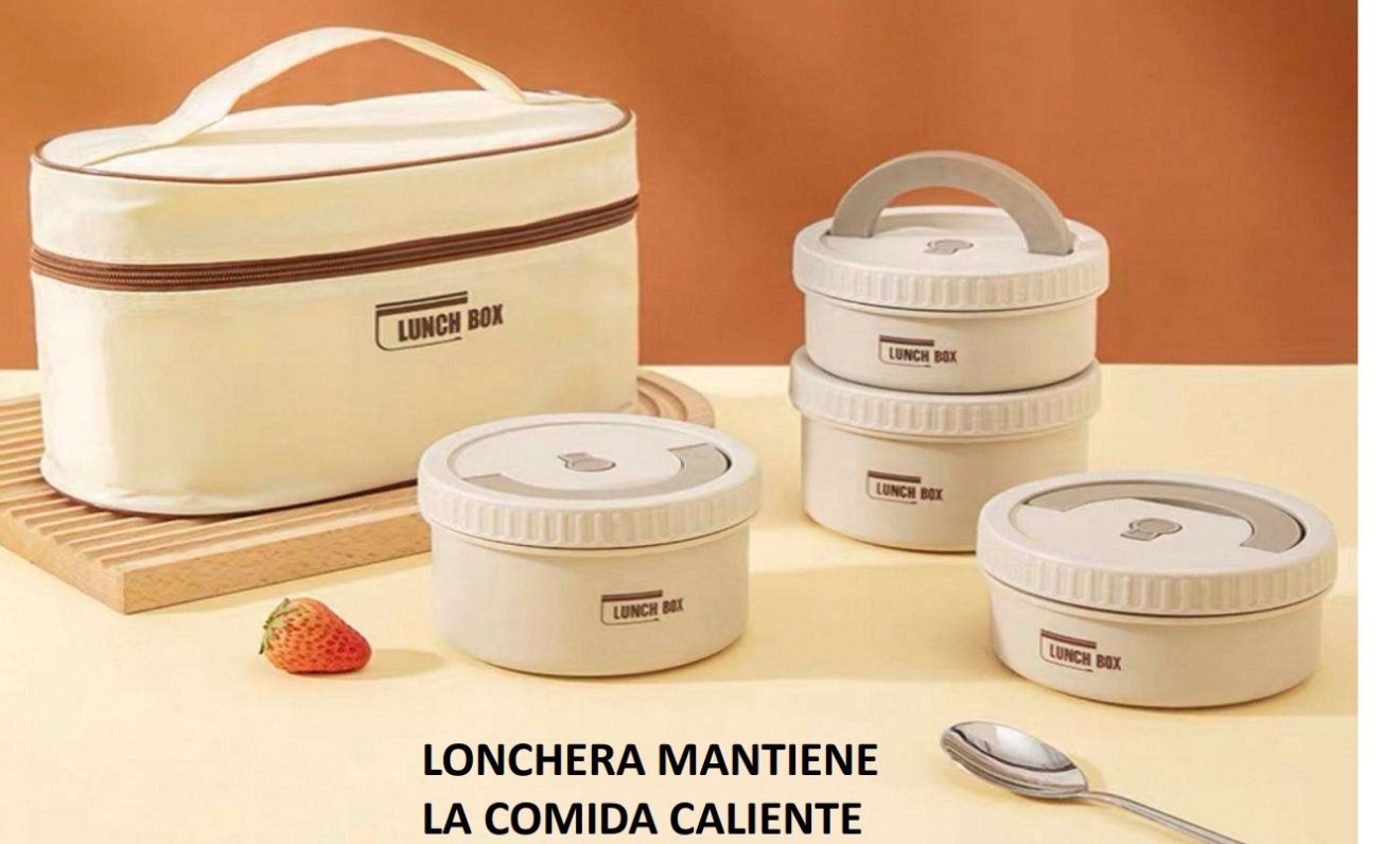 🔥 Lonchera Térmica de 4 Piezas Beige Elegante e Hermética ⚡ - Image 3