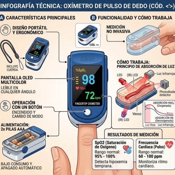 🔥 Oxímetro Medidor Digital de Pulso y Saturación de Oxígeno OLED ⚡