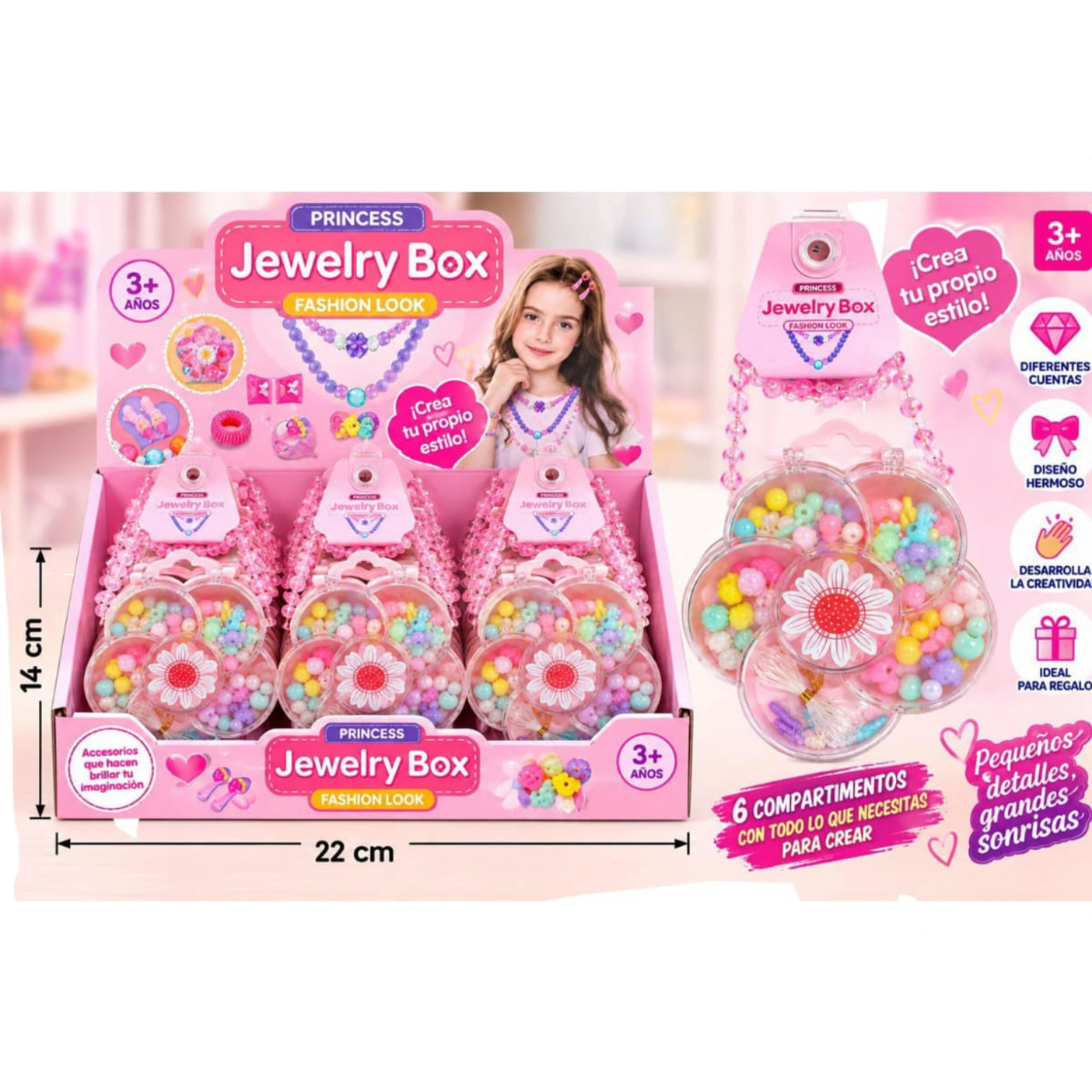 🔥 Set de Bisutería Infantil en Estuche Acrílico Princess Jewelry Box (EN01979 / 2363-132C) ⚡