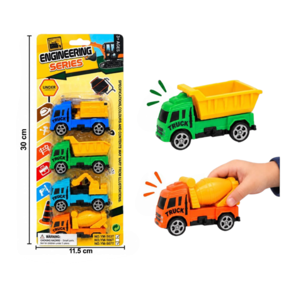 🔥 Set de Camiones de Construcción x4 Pcs Engineering Series (EN02041 / YM-506T) ⚡