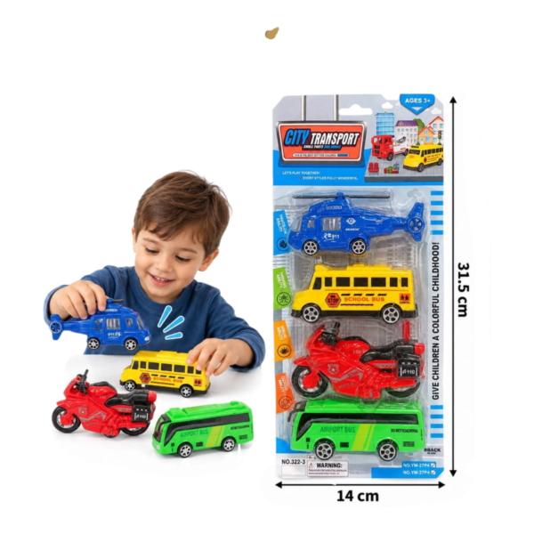 🔥 Set de Medios de Transporte de Juguete City Transport (4 Pcs) (EN02229 / YM-12P4) ⚡