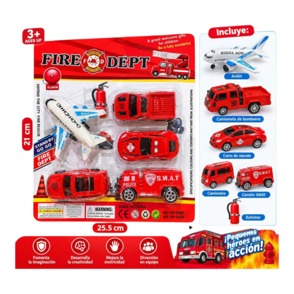 🔥 Set de Rescate Bomberos y Emergencias Fire Dept (EN02318 / YM-502B) ⚡