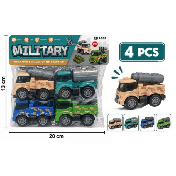 🔥 Set de Camiones Militares x4 Pcs Military Scenario Simulation (EN02311 / YM-C36) ⚡