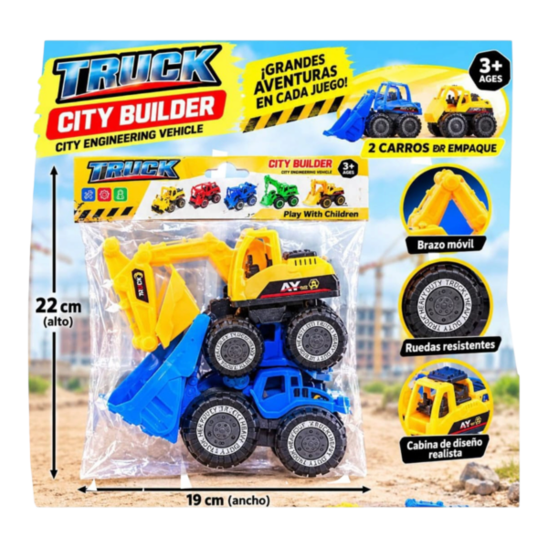🔥 Set de Carros de Construcción x2 Pcs Truck City Builder (EN02339 / 4883-68) ⚡