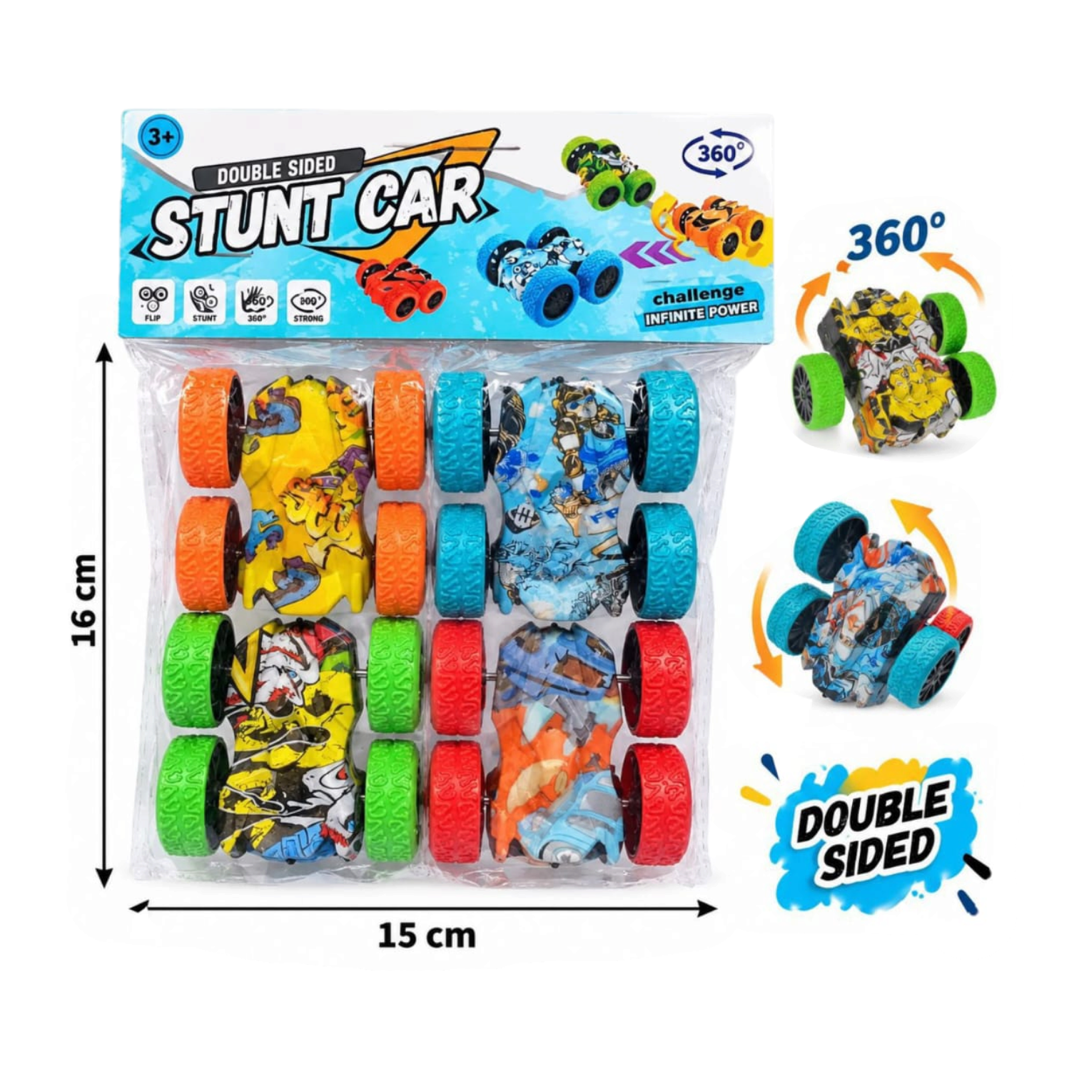 🔥 Set de Carros Acrobáticos x4 Pcs Double Sided Stunt Car (EN02338 / 0819-38) ⚡