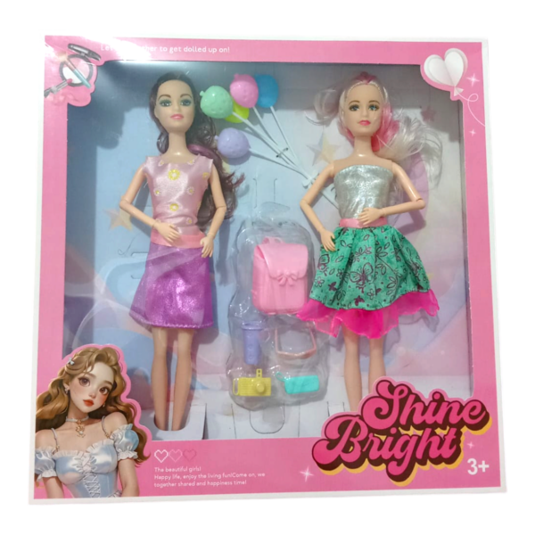 🔥 Set de 2 Muñecas de Moda con Accesorios Shine Bright (EN01966 / 2532-G4) ⚡